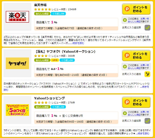 ハピタスの様々なプログラム